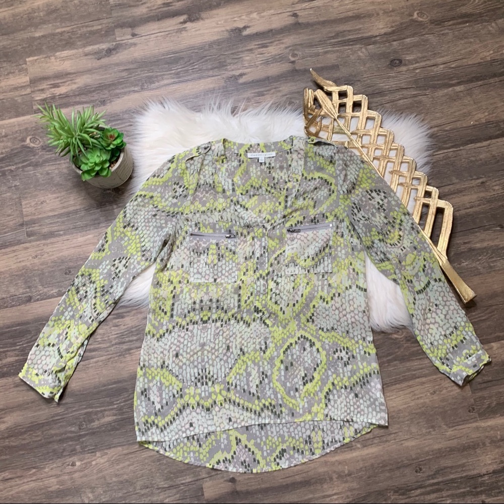Daniel Rainn Sheer Snakeskin Sheer Blouse